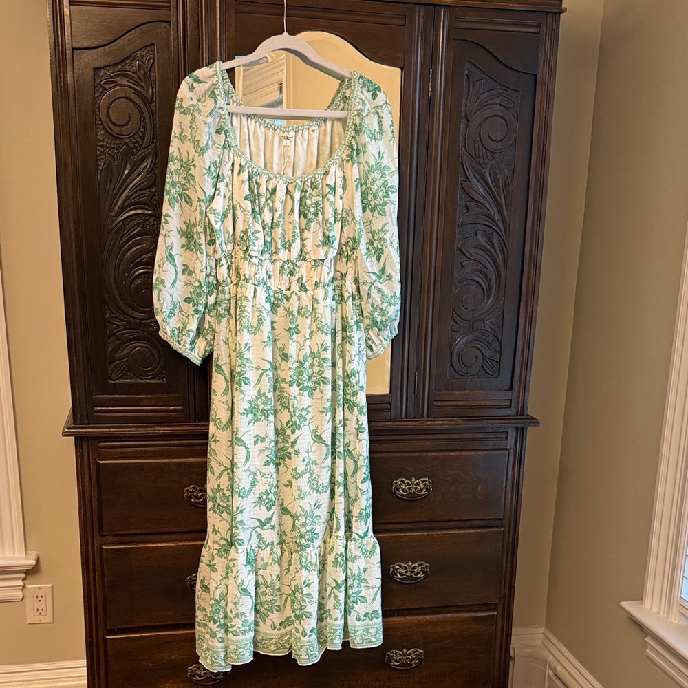 Max Studio Green Floral Print Dress NWT